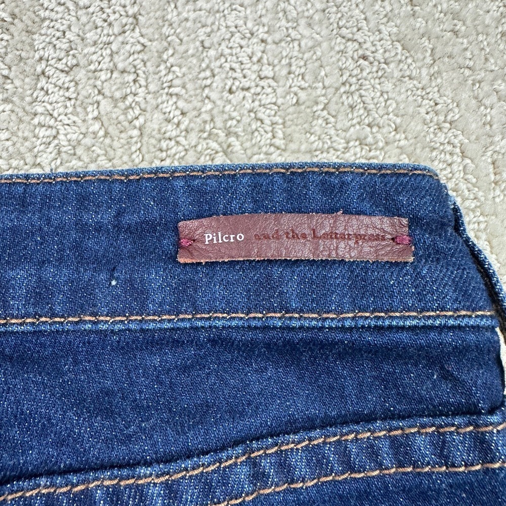 Pilcro And The Letterpress Jeans Mid Rise Skinny Blue Denim Women's Size 28 - Picture 10 of 14